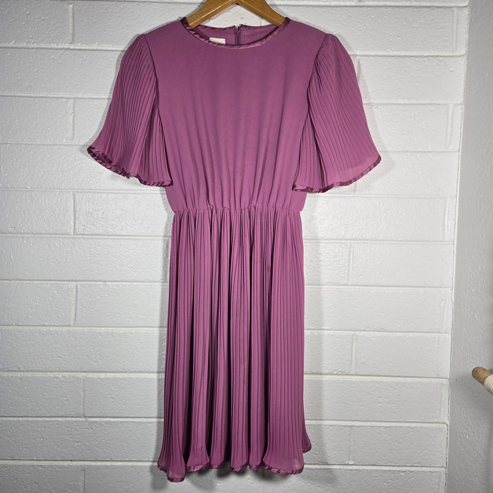 Vtg Petites by Willi Dress‎ 8 Pleated Flutter Sleeve Modest Easter Church Preppy